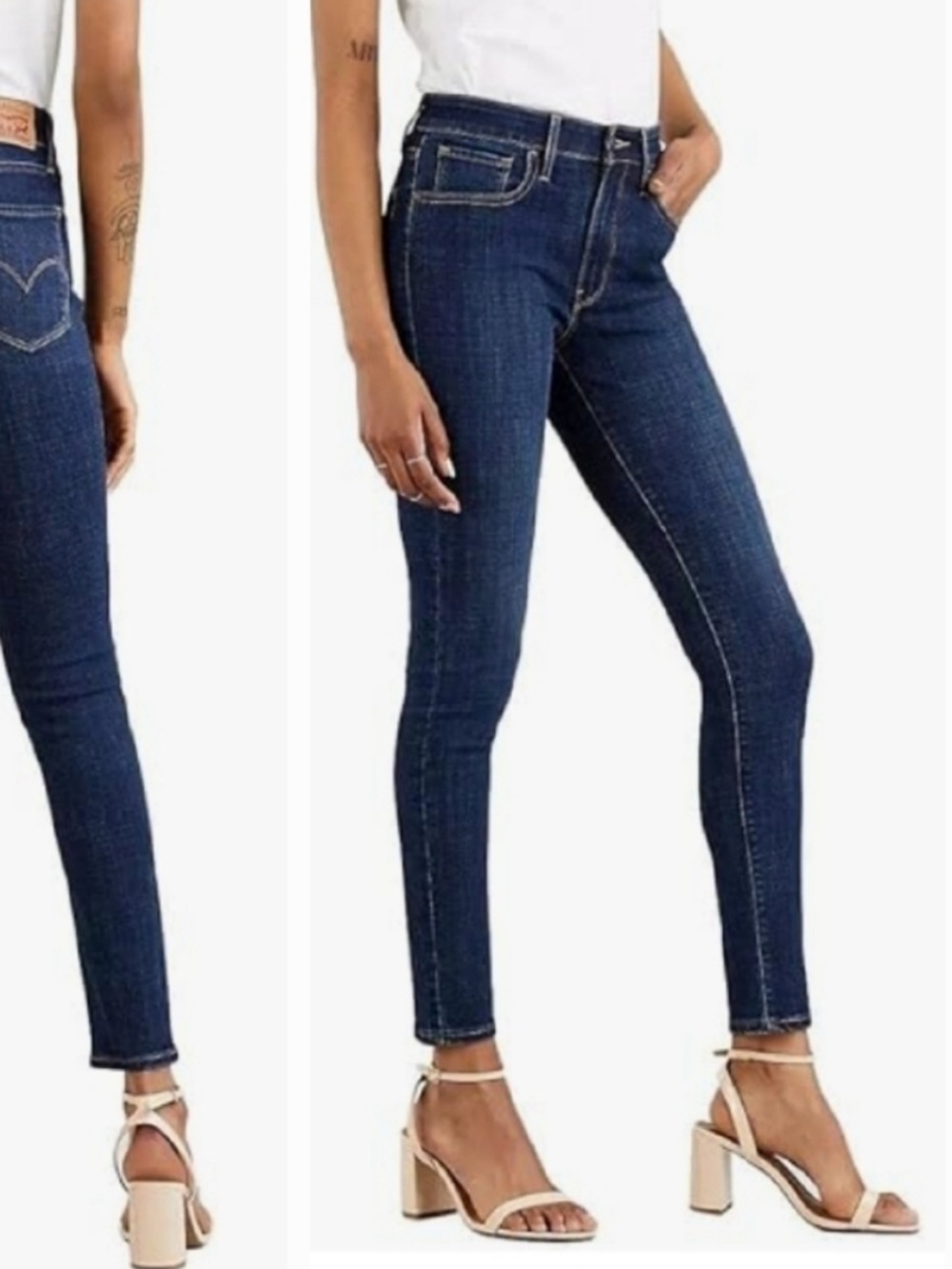 Levis 721 High Waisted Rise Skinny Jeans Stretchy Dark Wash Blue Denim size 26